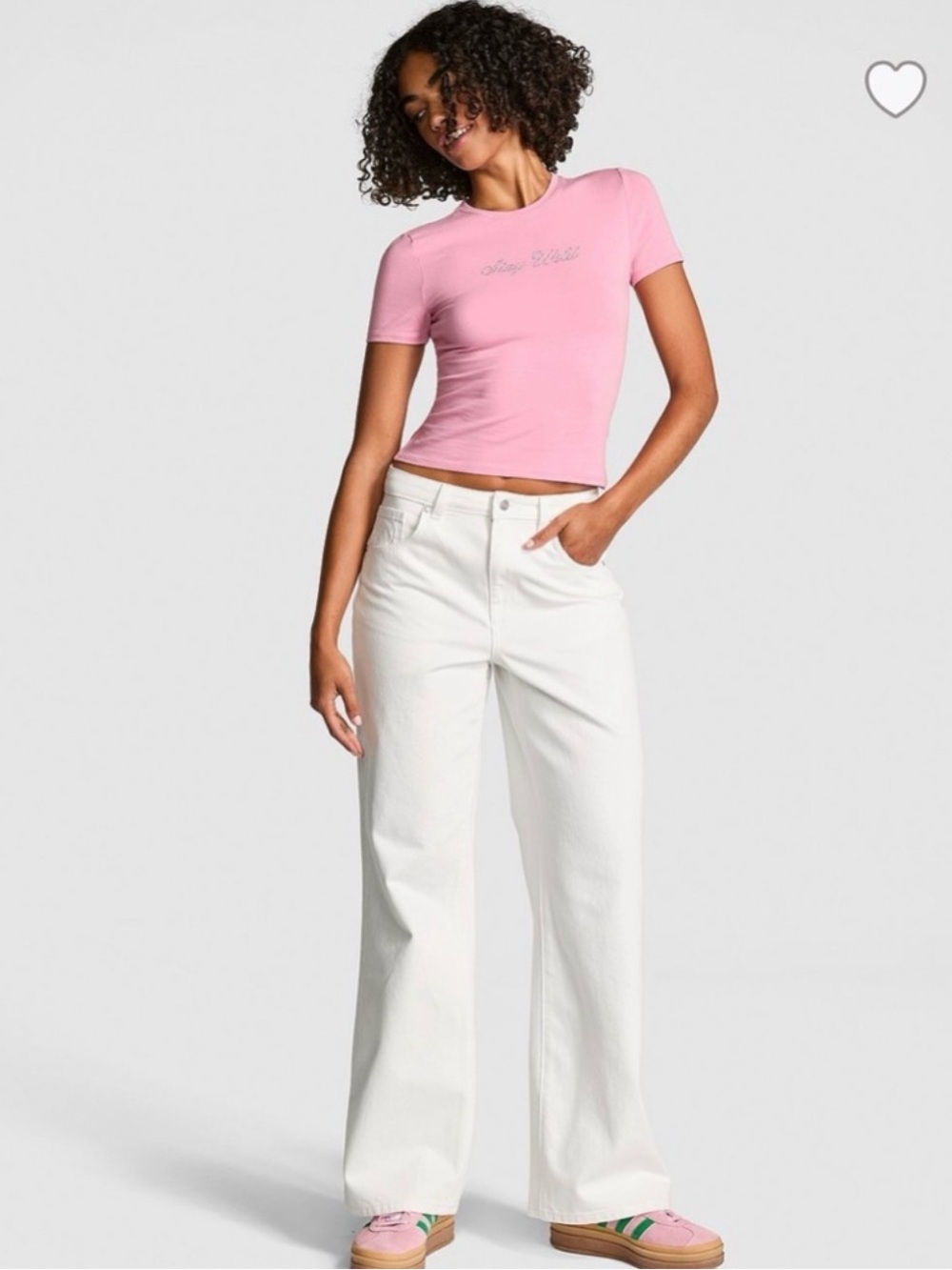 Victoria's Secret White Wide-Leg Jeans